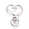 Alloy Swivel Snap Hook Clasps, Heart, Platinum, 33.2x23.9x6mm, Hole: 5x9mm