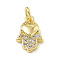 Brass Micro Pave Cubic Zirconia Charms, with Jump Rings, Cadmium Free & Lead Free, Hamsa Hand with Heart Charms, Real 18K Gold Plated, 12x8x2.5mm, Hole: 2.7mm