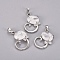 Natural Quartz Crystal Kitten Pendants, with Platinum Tone Brass Findings and Crystal Rhinestone, Cat with Bowknot Shape, 32x25.5x7.5mm, Hole: 4.5x7mm
