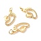 Brass Micro Pave Clear Cubic Zirconia Pendants, Cadmium Free & Lead Free, Footprints, Real 18K Gold Plated, 25x13.5x1.8mm, Hole: 3.5mm