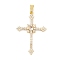 Rack Plating Brass Micro Pave Clear Cubic Zirconia Pendants, Long-Lasting Plated, Lead Free & Cadmium Free, Cross, Golden, 39.5x27x3.5mm, Hole: 5x3.8mm