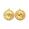 Ion Plating(IP) 304 Stainless Steel Pendants Rhinestone Setting, Flat Round with Eye, Real 18K Gold Plated, 23.5x21x3mm, Hole: 1.4mm, Fit for 1.2~2mm Rhinestone
