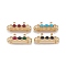 Brass Glass Pendants, with Two Hole, Real 18K Gold Plated, Long-Lasting Plated, Lead Free & Nickel Free & Cadmium Free, Column, Mixed Color, 9x19x6.5mm, Hole: 2mm