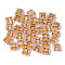 Transparent Electroplate Acrylic Multi-Strand Links, for Tile Elastic Bracelets Making, Rectangle with Golden Plated Mixed Letter, Clear, 8.5x7.5x4mm, Hole: 1.5mm
