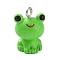 Opaque Resin Pendants, Animal Charms with Platinum Plated Iron Loops, Frog, 16.5x16.5x10mm, Hole: 2mm
