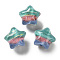 Gradient Color Transparent Hand-drawed Acrylic Beads, Star, Deep Sky Blue, 19.5x21.5x16mm, Hole: 2.3mm