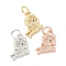 Brass Micro Pave Clear Cubic Zirconia Charms, Long-Lasting Plated, with Jump Ring, Horse, Mixed Color, 15x10x2mm, Hole: 3.5mm