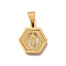304 Stainless Steel Charms, Real 18K Gold Plated, Hexagon with Letter Charm, Letter O, 15x14x1.5mm, Hole: 3x5.5mm