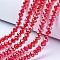 Electroplate Glass Beads Strands, AB Color Plated, Faceted, Rondelle, Red, 2.9~3.3x2mm, Hole: 0.8mm, about 144~150pcs/strand, 35~37cm