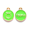 Alloy Enamel Pendants, Cadmium Free & Lead Free, Flat Round with Constellation, Light Gold, Pale Green, Taurus, 15x12x2mm, Hole: 1.5mm