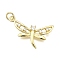 Brass Micro Pave Cubic Zirconia Pendants, Dragonfly, Long-Lasting Plated, Lead Free & Cadmium Free, Rack Plating, with Jump Ring, Real 18K Gold Plated, 26x16x3mm, Hole: 3.5mm