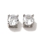 Brass with Single Clear Cubic Zirconia Beads, Cadmium Free & Nickel Free & Lead Free, Round, Platinum, 5x5x4mm, Hole: 3mm