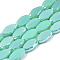 Electroplate Glass Beads Strands, AB Color Plated, Faceted, Rice, Medium Sea Green, 10x6x3.5mm, Hole: 1.4mm, about 50pcs/strand, 19.69~20.94 inch(50~53.2cm)
