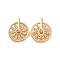 Rotatable Brass Micro Clear Pave Cubic Zirconia Pendants, Cadmium Free & Nickel Free & Lead Free, Flat Round with Flower Charms, Real 18K Gold Plated, 16x14x6.5mm, Hole: 2x3mm