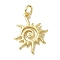 Rack Plating Brass Pendants, Long-Lasting Plated, Lead Free & Cadmium Free, Sun Charms, with Jump Ring, Real 18K Gold Plated, 19.5x15x1.5mm, Hole: 3mm