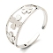 Non-Tarnish 304 Stainless Steel Clover Open Cuff Ring, Stainless Steel Color, Inner Diameter: 18mm