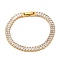 Cubic Zirconia Tennis Bracelet, PVD Vacuum Plating Golden 304 Stainless Steel Rectangle Link Chain Bracelet, Clear, 6-1/2~6-3/4 inch(16.5~17.2cm)