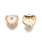 Brass Micro Pave Clear Cubic Zirconia Charms, with Shell, Nickel Free, Heart, Real 18K Gold Plated, 11x11x6.5mm, Hole: 1mm