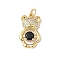 Brass Micro Pave Cubic Zirconia Pendants, Bear, Cadmium Free & Lead Free, Long-Lasting Plated, with Jump Ring, Black, 20x12x3mm, Hole: 3mm