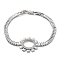 Sun Shape Brass Micro Pave Cubic Zirconia Link Bracelets, Long-Lasting Plated, Platinum, 7-5/8 inch(19.4cm)