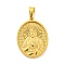 Ion Plating(IP) 304 Stainless Steel Pendants, Oval with Saint Charm, Golden, 35.5x26x4mm, Hole: 9.5x5mm