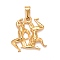 Ion Plating(IP) 304 Stainless Steel Pendants, Textured, Constellation/Zodiac Sign, Gemini, 31x29.5x3.3mm, Hole: 10x4.5mm