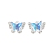Rack Plating Alloy Pendants, with Rhinestone and Resin, Butterfly, Deep Sky Blue, 14x17x5mm, Hole: 2mm