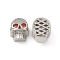Brass Micro Pave Cubic Zirconia Beads, Cadmium Free & Nickel Free & Lead Free, Skull, Platinum, 12x9.5x12.5mm, Hole: 3mm