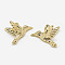 Brass Charms, Cadmium Free & Nickel Free & Lead Free, Birds, Real 18K Gold Plated, 8x11x7mm, Hole: 1mm