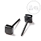Hypoallergenic Bioceramics Zirconia Ceramic Square Stud Earrings, No Fading and Nickel Free, Black, 4x4mm