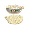 Christmas Theme Rack Plating Alloy Enamel Pendants, Light Gold Tone Bowl with Popcorn Charms, Dark Gray, 12x23x1.5mm, Hole: 1.6mm