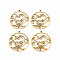 201 Stainless Steel Pendants, Ring with Star & Moon, Real 18K Gold Plated, 30x28x1.5mm, Hole: 1.5mm