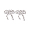 Brass Micro Pave Clear Cubic Zirconia Pendants, Cadmium Free & Nickel Free & Lead Free, Bowknot, Real Platinum Plated, 20x19x2mm, Hole: 1.2mm