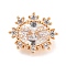 Brass Pave Clear Cubic Zirconia Slide Charms, Snowflake, Light Gold, 11x13x8mm, Hole: 1.3mm