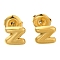 304 Stainless Steel Stud Earrings, Real 14K Gold Plated, Letter Z, 6.5x7mm