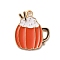 Thanksgiving Day Theme Alloy Enamel Pendants, Golden, Dessert Cup Charm, Orange Red, 20.5x18x1.5mm, Hole: 2mm