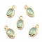 Eco-Friendly Brass with Glass Pendants,  Long-Lasting Plated, Lead Free & Cadmium Free & Nickel Free, Oval, Real 18K Gold Plated, Dark Sea Green, 9x4.5x2mm, Hole: 1.2mm