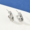 C-Shaped Brass Micro Pave Cubic Zirconia Stud Earrings for Women, Cadmium Free & Lead Free, Long-Lasting Plated, Rack Plating, Teardrop, 15.5x4.5mm