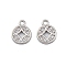 Brass Micro Pave Cubic Zirconia Pendants, Cadmium Free & Nickel Free & Lead Free, Chinese Ancient Coins Shape Charms, Platinum, 8.5x6.5x1.2mm, Hole: 1mm