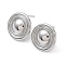 Brass Stud Earring Findings, Cadmium Free & Nickel Free & Lead Free, with Vertical Loop, Flat Round, Real Platinum Plated, 13.5mm, Hole: 1.2mm, Pin: 0.7mm