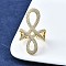 Brass Micro Pave Clear Cubic Zirconia Open Cuff Rings, Cadmium Free & Lead Free, Criss Cross Rings for Women, Real 16K Gold Plated, Inner Diameter: US Size 9 3/4(19.5mm)