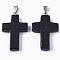 Synthetic Blue Goldstone Pendants, with Random Stainless Steel Snap On Bails, Cross, 44~46x27~29x6~8mm, Hole: 4x8mm
