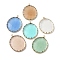 Brass with K9 Glass Pendants, Light Gold, Oval Charms, Mixed Color, 35.5x27.5x4mm, Hole: 2.4mm