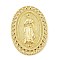 Virgin Mary Theme Rack Plating Brass Micro Pave Clear Cubic Zirconia Pendants, Long-Lasting Plated, Lead Free & Cadmium Free, Real 18K Gold Plated, Oval, Oval, 32.5x23.5x2mm, Hole: 5x3mm