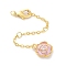 Brass End with Chains, Cadmium Free & Nickel Free & Lead Free, with Enamel, Flower, Real 18K Gold Plated, 68mm