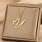 304 Stainless Steel Heart Initial Pendant Necklaces for Women Men, Golden, Letter U, 15.75~17.72 inch(40~45cm)