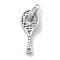 Rack Plating Brass Clear Cubic Zirconia Pendants, Cadmium Free & Nickel Free & Lead Free, Long-Lasting Plated, Tennis Racket Charms, Real Platinum Plated, 20x8.5x1.5mm, Hole: 1.2mm