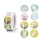 8 Patterns Easter Theme Self Adhesive Paper Sticker Rolls, with Rabbit Pattern, Round Sticker Labels, Gift Tag Stickers, Mixed Color, Rabbit Pattern, 25x0.1mm, 500pcs/roll
