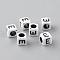 Opaque Acrylic Beads, Letter Style, Cube, Letter.E, 6x6x6mm, Hole: 3mm, about 3000pcs/500g