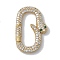 Rack Plating Brass Micro Pave Cubic Zirconia Twister Clasps, Cadmium Free & Lead Free, Long-Lasting Plated, Real 18K Gold Plated, Oval, Clear, 26x17x3mm